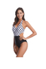 XC One Piece Lace Up Backless Tummy Control Swimsuit for Women