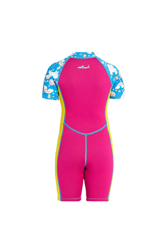 DIVE & SAIL Kid\'s 2.5mm Neoprene Colorful Shorty Chest Zip Warm Wetsuit