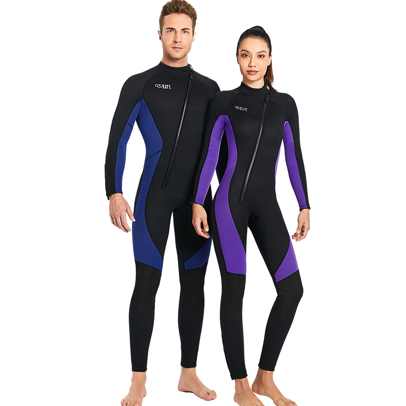 3mm Men Surf Swim Couple Wet Diving Suit Swimming Full Length Zip Wetsuit M-3XL 