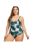 XC One Piece Plus Size Scoop Neck Cross Back Tummy Control Swimsuit for Women