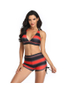 XC Two Piece Adjustable Lace Up Stripe Sexy & Cute Swimsuit for Swimming