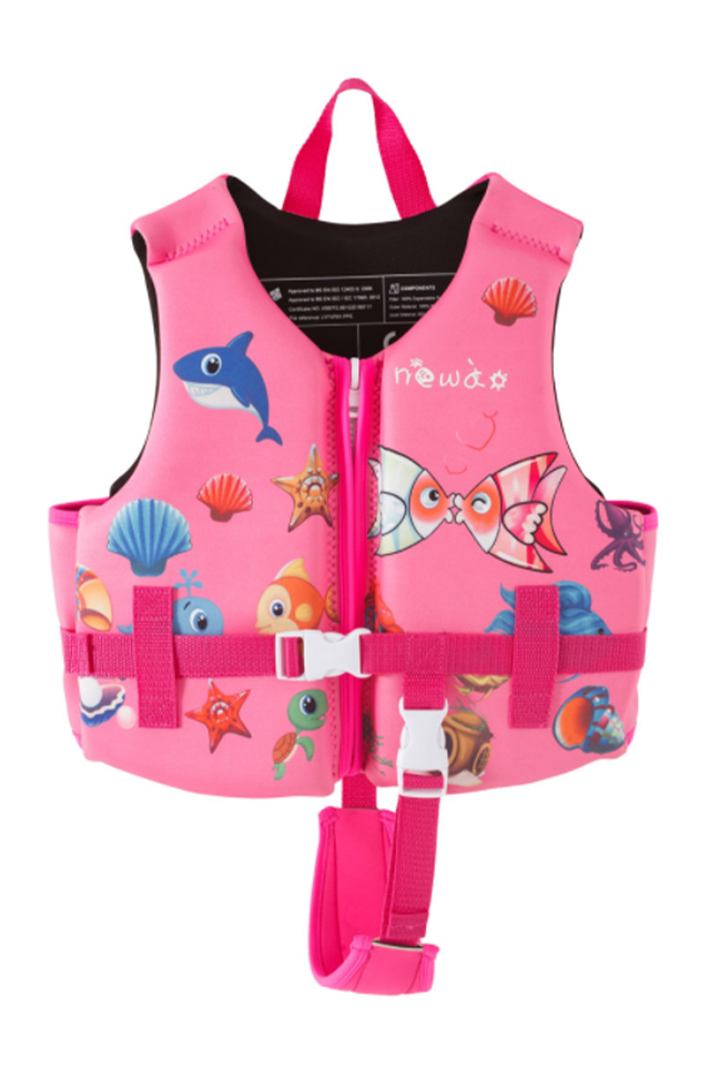 Newao Girls' Neoprene Cartoon Adjustable Strap Swim Life Jacket 