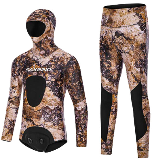 SAKINNO 3.5mm Two Piece Hooded Wetsuit - Camo/Black