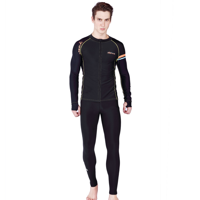 SABOLAY Men's Plus Size Quick Dry Front Zip Top Pants Surfing Snokeling Rash Guards Set 