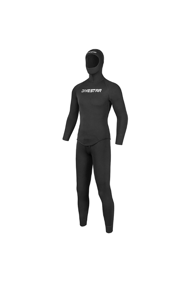 DIVESTAR 3MM Open Cell Lined 2 Piece Wetsuit with Hood