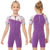 DIVE & SAIL Girls 2.5mm Short Sleeve Front Zip One-piece Colorful Wetsuit 