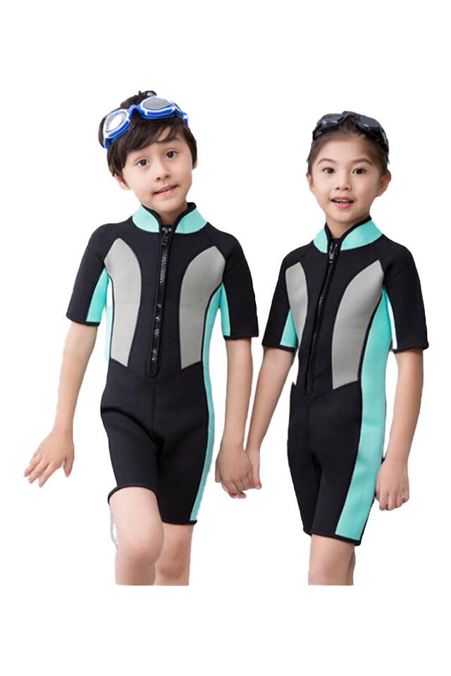 HISEA Childrens Toddlers 2MM Color Block Shorty Wetsuit
