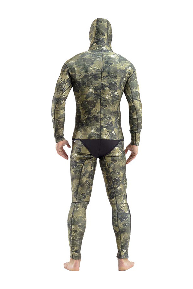 HISEA Mens 3.5mm Green Camouflage 2 Piece Wetsuit