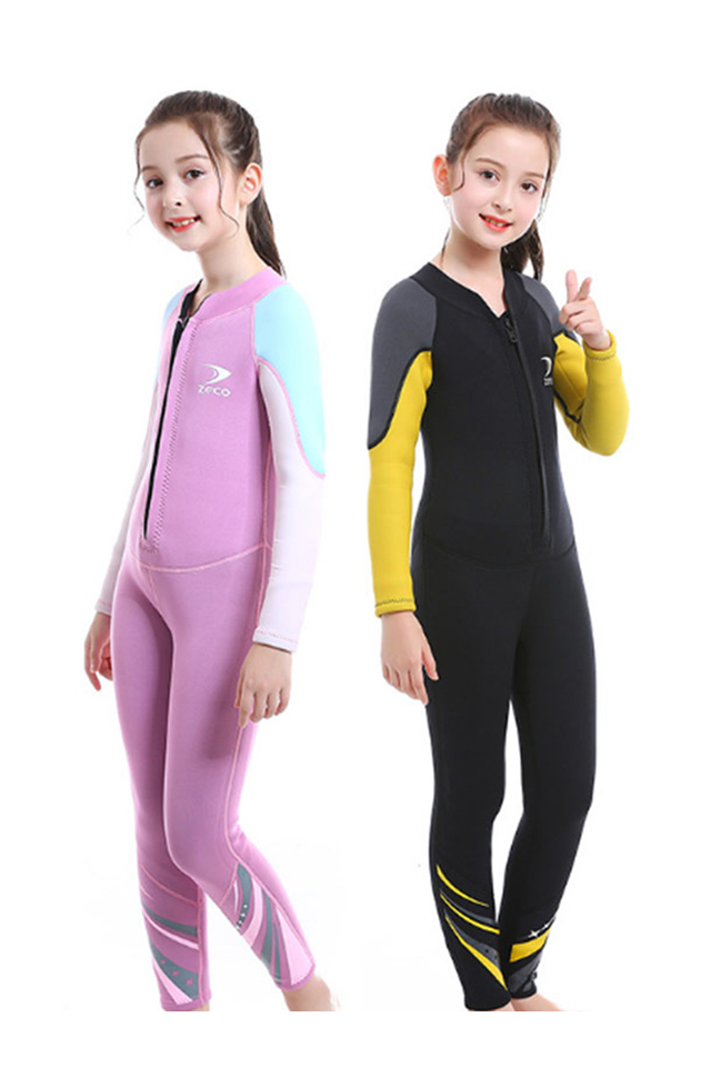Kids Wetsuit, 2mm Neoprene Thermal Swimsuit Toddlers Girls Boys Front Zippe