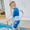 SABOLAY Boy Quick Dry UPF50+ Long Sleeve T-shirt &Shorts Swimming Rash Guards Set