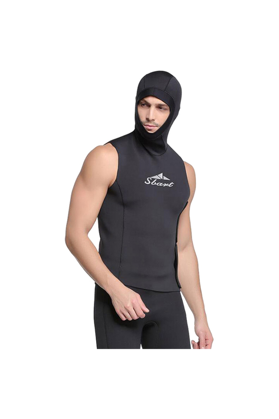 Sbart Men's 3MM Hooded Vest Sleeveless Free Diving Snorkeling Top
