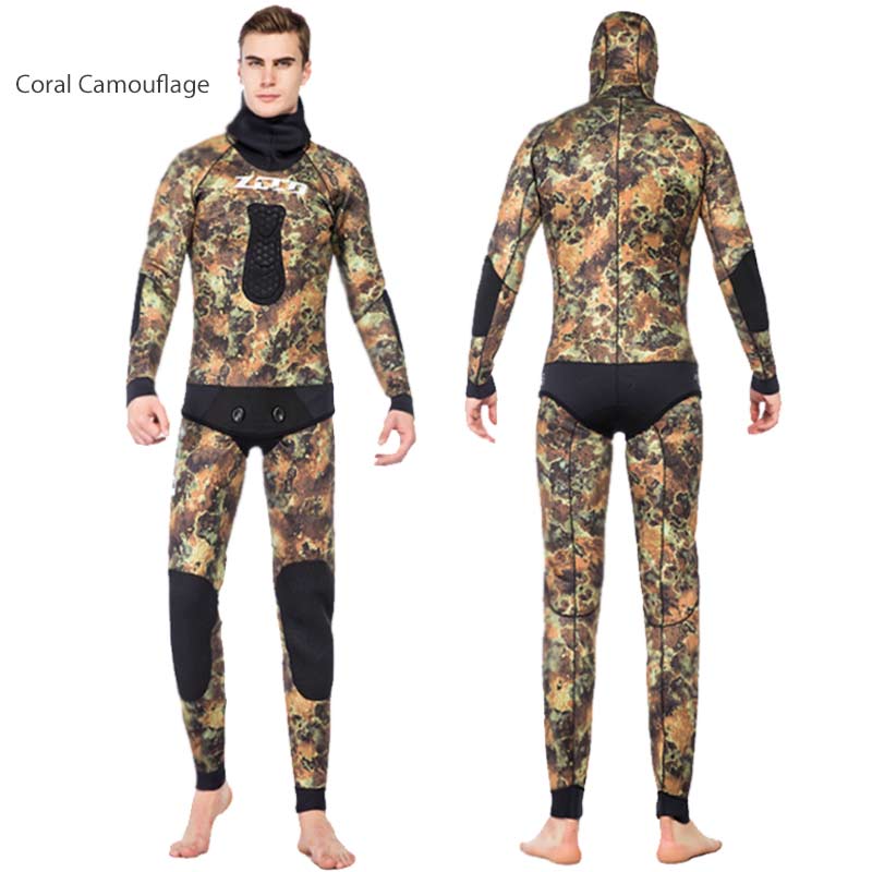 ZCCO Mens 5MM Two Piece Beavertail Hooded Wetsuit