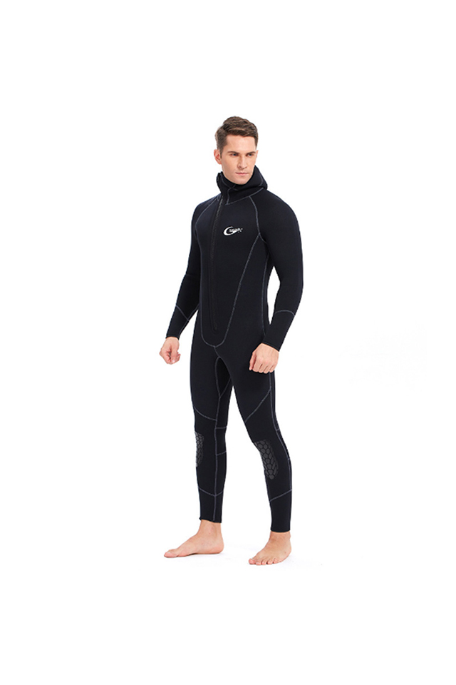 Yon Sub 7MM Front Zip One Piece Hooded Fullbody Wetsuit for Scuba Diving Surfing