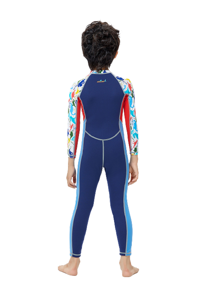 DIVE&SAIL Boys' 2mm Neoprene Front Zip Long Sleeve Full Body Wetsuit for Snorkeling