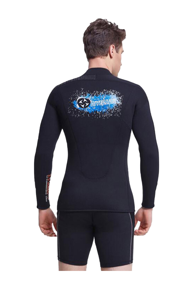 3mm Neoprene Jacket Men Long Sleeve Front Zip Wetsuit Top Surf SCUBA Dive 