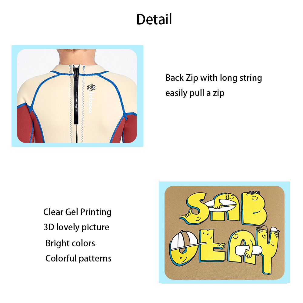 SABOLAY Boys 2mm Long Sleeve One-Piece Back Zip Wetsuit for Snorkeling Swimming