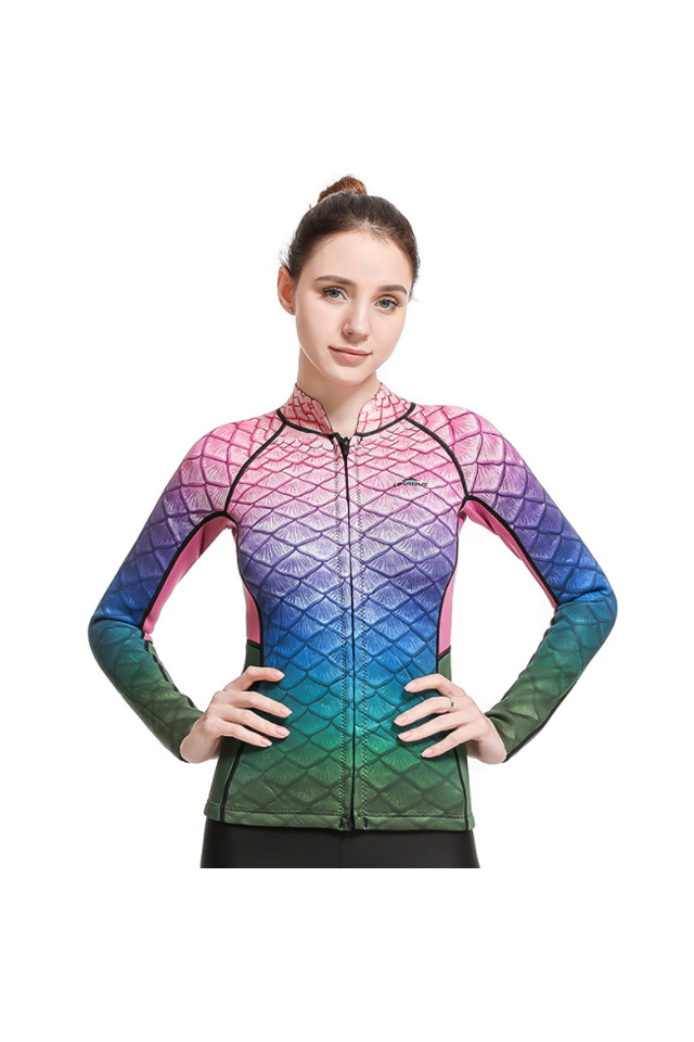 LIFURIOUS Women 3mm CR Neoprene Long Sleeve Front Zip Warm Wetsuit