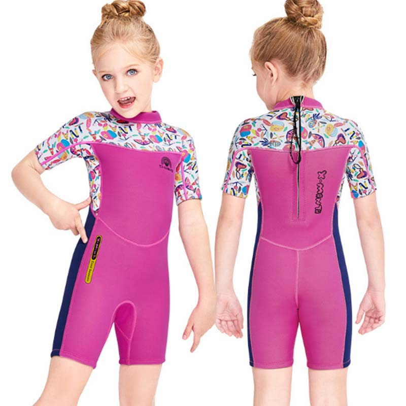 DIVE & Sail Girls Cute Cartoon 2.5mm Shorty Wetsuit