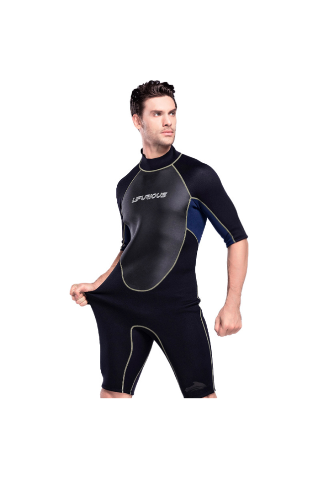 Men Short Sleeve Wetsuit 3mm Neoprene for Surfing Diving Scuba Freedive 