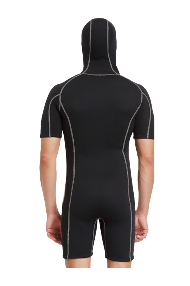 Sbart Men's 3mm Neoprene Short Sleeve Hooded Wetsuit