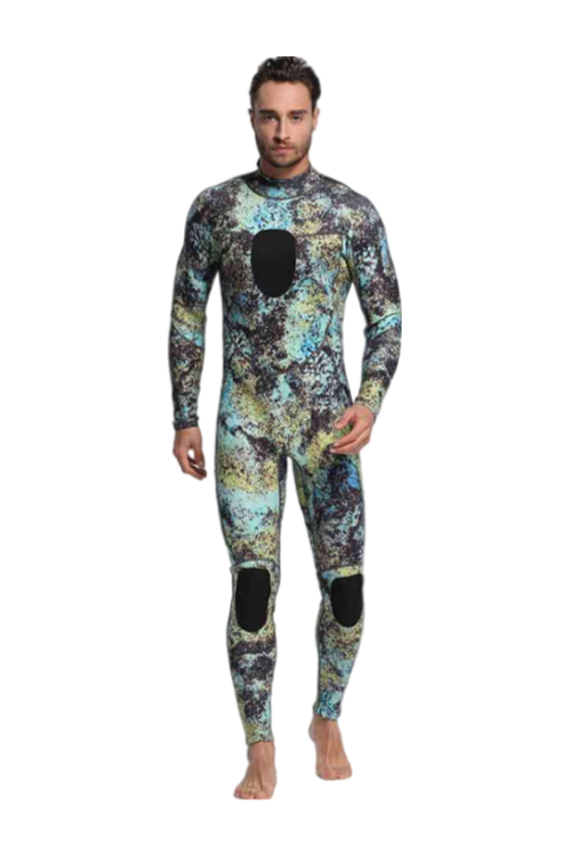 Mens Camouflage Camo 3mm Full Wetsuit Spearfishing Scuba Diving Surf Back Zipper 