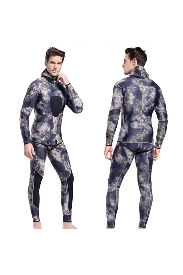 Neoprene 3mm Winter Camo Wetsuit Two Piece Hooded Spearfishing Diving Suit 