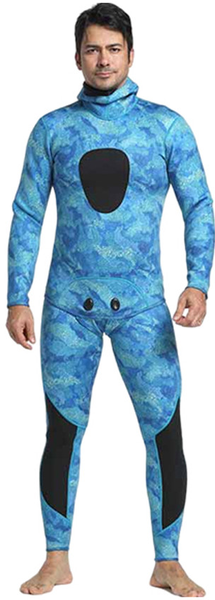 MYLEDI Hooded Zipless Men's 3mm Camo Wetsuit 2-Piece Spearfishing Suit