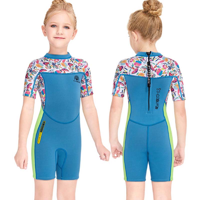 DIVE & SAIL Kids Wetsuit,Thermal Shorty Swimsuit 2.5mm Neoprene One Piece Short Sleeve Wet Suits for Girls Boys and Toddler 