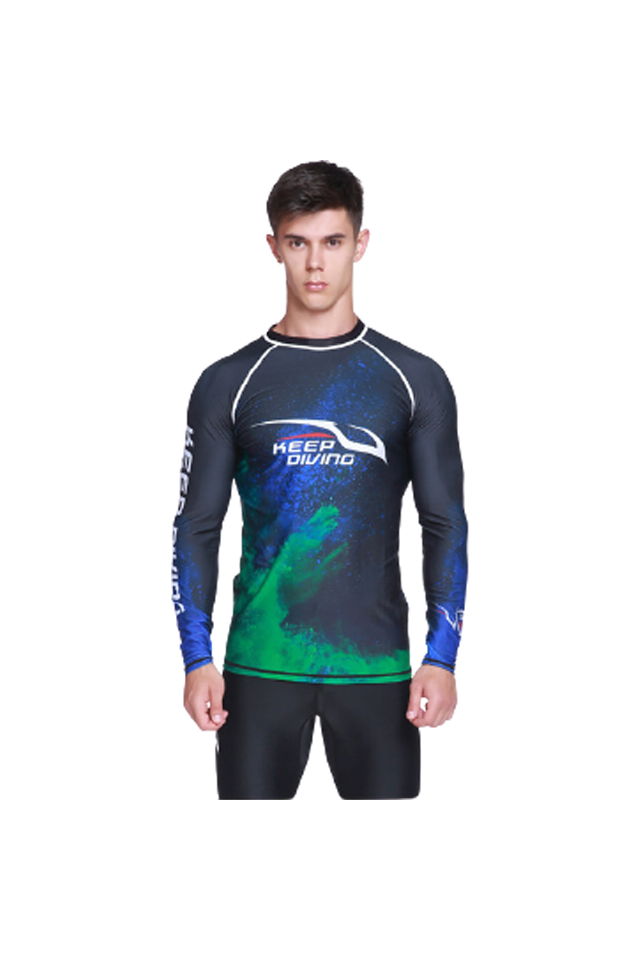 KEEP DIVING Men\'s All Time Long Sleeve Rashguard UPF 50+ Sun Protection Surf Shirt 