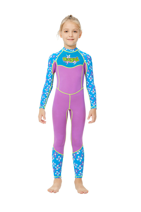 DIVE & SAIL Girls Long Sleeve Back Zip Full Body Dive Skin Suit for Snorkeling Swimming Scuba Diving
